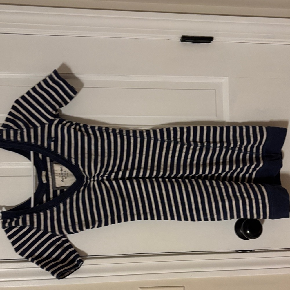 Abercrombie & Fitch Navy and Cream Striped Top